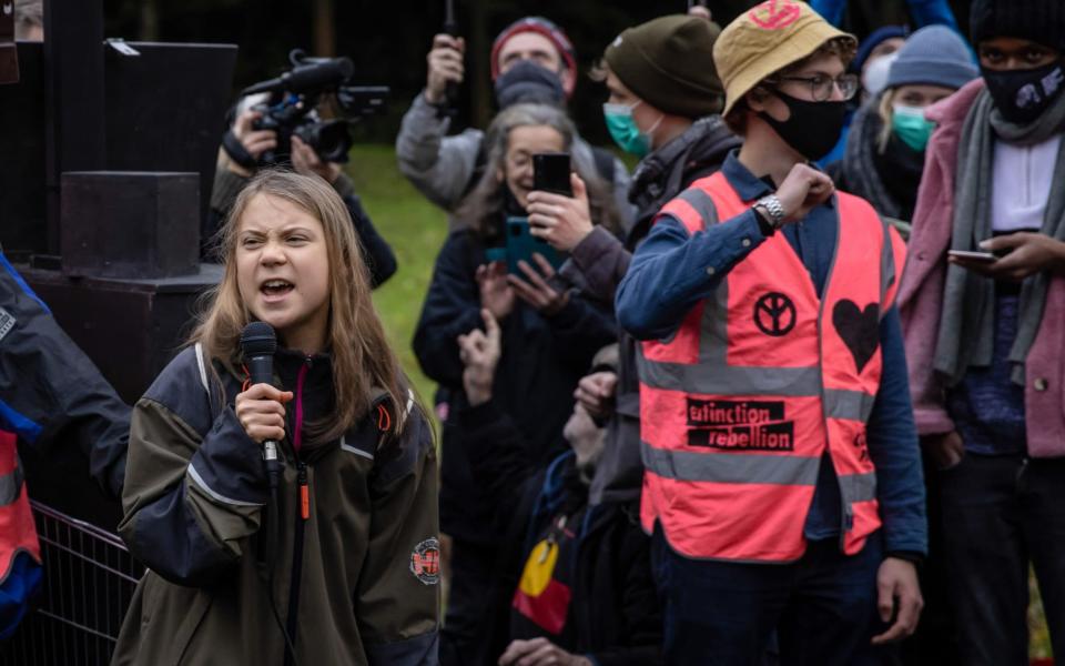 Greta Thunberg addressed a Fridays for Future protest in Glasgow this morning - Jonne Roriz/Bloomberg