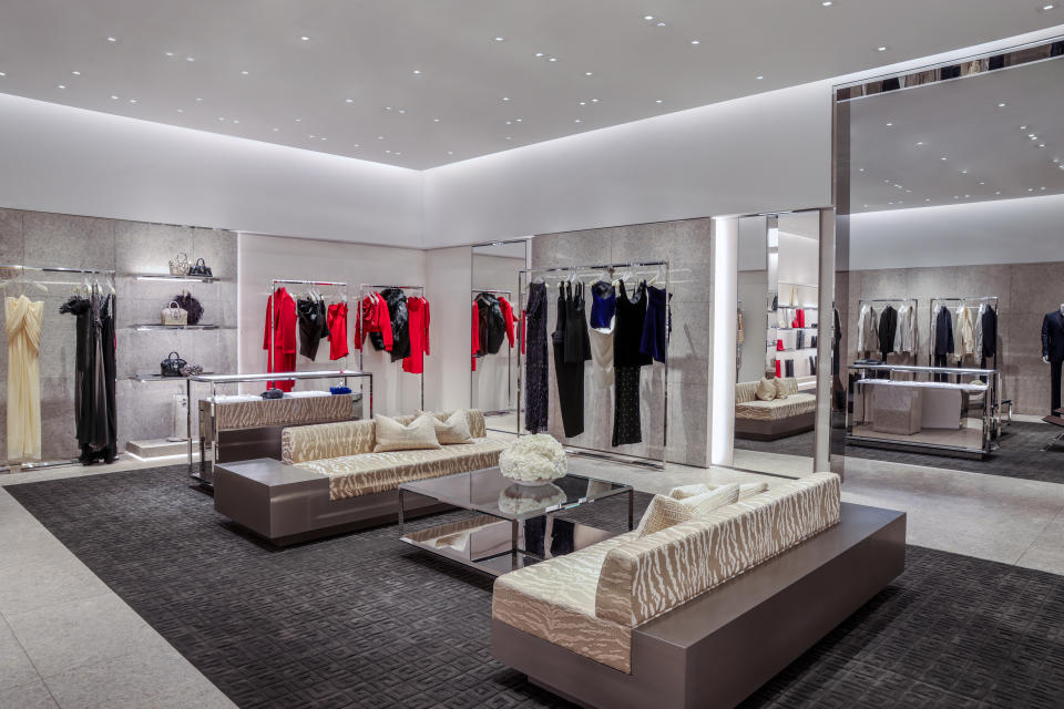  
Ready-to-wear and seating area at the new Givenchy store in Dallas.