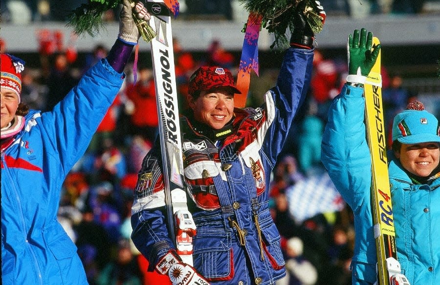 Diann Roffe, who learned to ski at Brantling Ski Center in Wayne County, won an Olympic silver medal in giant slalom in Albertville in 1992 and a gold medal in Super G in Lillehammer in 1994. She now lives in Camp Hill, Pa.