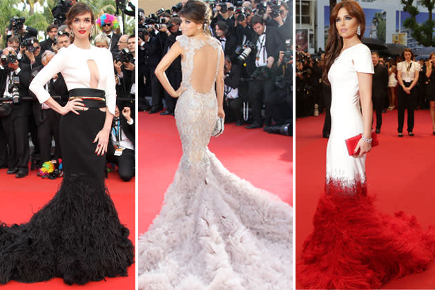 Der Schwanensee-Look: Paz Vega, Eva Longoria und Cheryl Cole (Bilder: AFP und Getty Images)