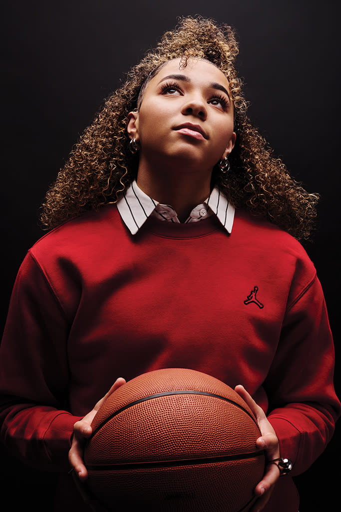 Kiki Rice, Jordan Brand’s first-ever NIL athlete, shot exclusively for FN. - Credit: Michael Buckner