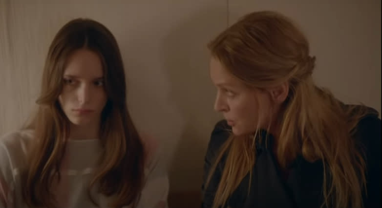 Two women are looking somber in the film Nymphomaniac.