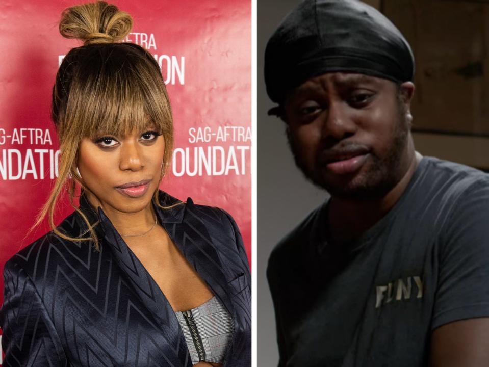 Side by side photos of Laverne Cox and her brother, M Lamar.