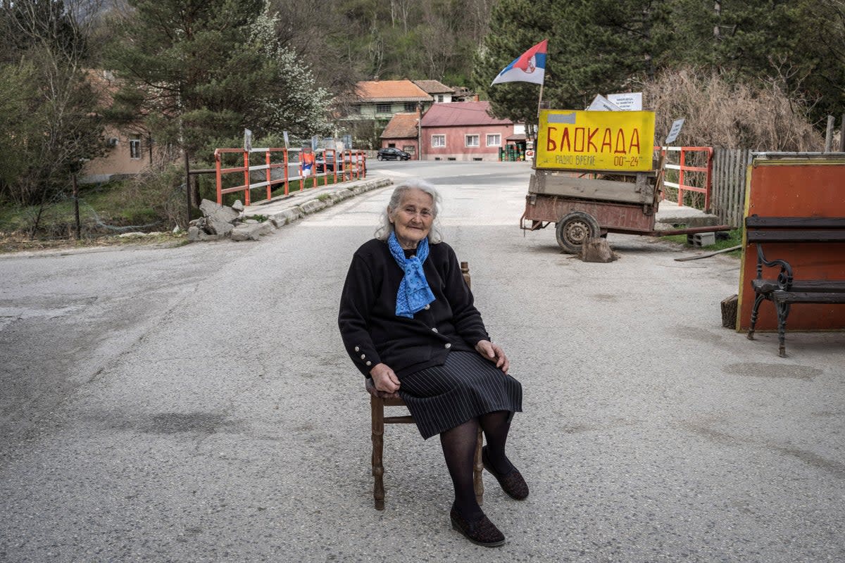 Vukosava Radivojevic, 78: ‘We are forced to block the road because we are poisoned, everything is polluted, we can't grow vegetables any more. We just want to be safe, we earned that right’ (Reuters)