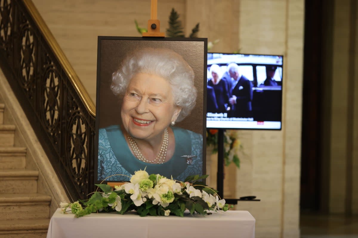 A portrait of the Queen at Parliament Buildings at Stormont (Liam McBurney/PA) (PA Wire)