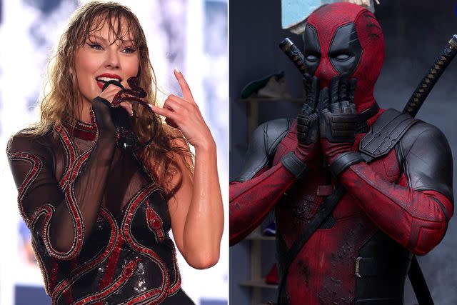 <p>John Shearer/TAS24/Getty; Jay Maidment/20th Century Studios/Marvel</p> Taylor Swift is not in 'Deadpool and Wolverine' after all