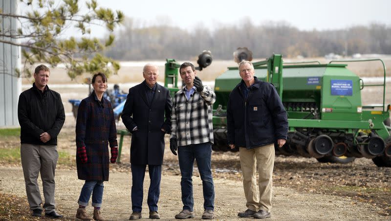 President Joe Biden tours Dutch Creek Farms in Northfield, Minnesota., Wednesday, Nov. 1, 2023.