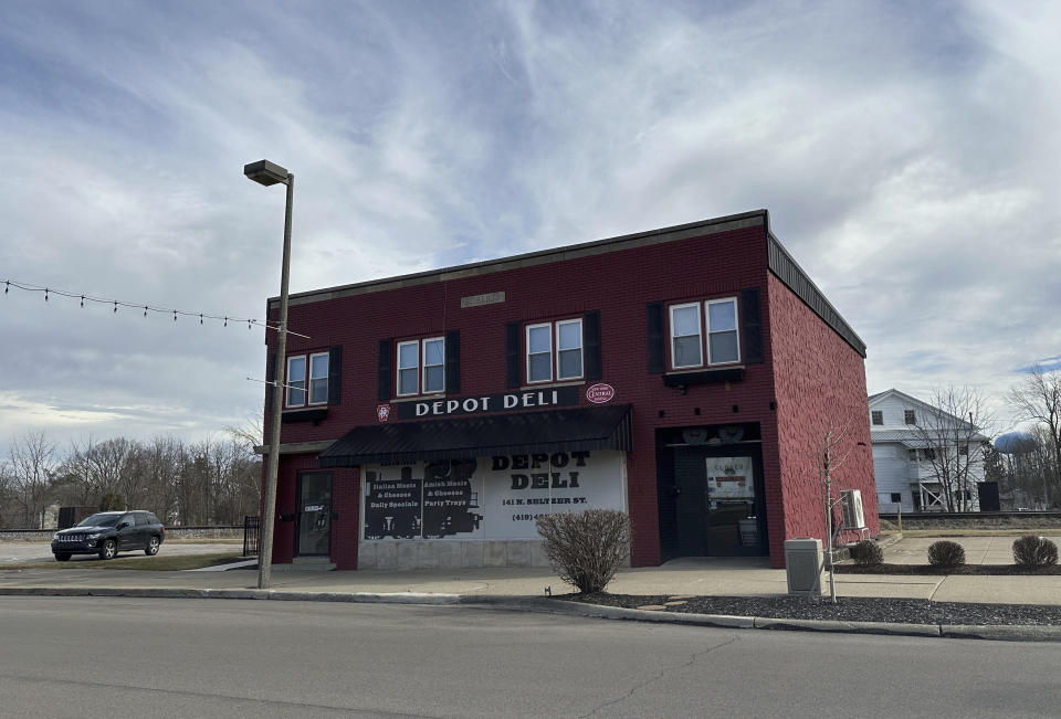 The Depot Deli sits along railroad tracks in Crestline, Ohio, on Thursday, Feb. 8, 2024. Crestline is considered the birthplace of the political "whistle-stop." (AP Photo/Julie Carr Smyth)