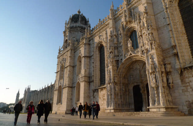 The Jeronimos Monastery is one of the most prominent examples of Late Gothic Manueline style of architecture in Lisbon: AP