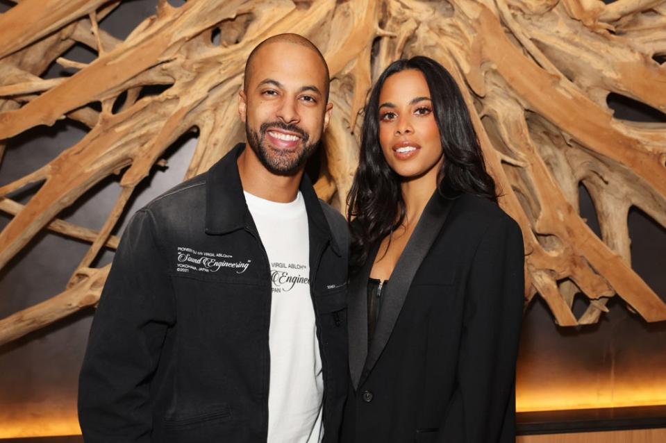 Looking good: Rochelle and Marvin Humes attend ELLE fashion editor Georgia Medley’s birthday party at Middle Eight on August 21, 2021 (Dave Benett)