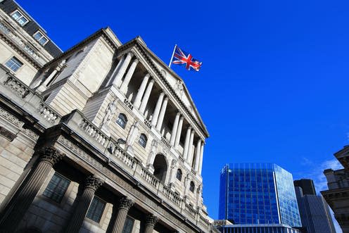 <span class="caption">Big decisions for the bank loom large.</span> <span class="attribution"><a class="link " href="https://www.shutterstock.com/image-photo/bank-england-your-travel-concept-704695771" rel="nofollow noopener" target="_blank" data-ylk="slk:Shutterstock.com;elm:context_link;itc:0;sec:content-canvas">Shutterstock.com</a></span>