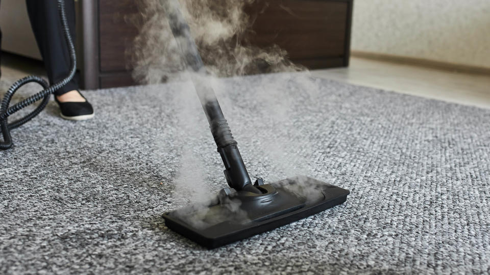 Carpet being steam cleaned