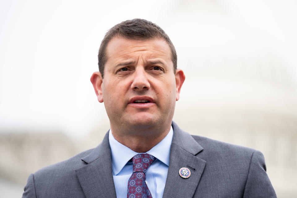 UNITED STATES - MAY 12: Rep. David Valadao, R-Calif., speaks during the news conference on the Invest to Protect Act outside the Capitol on Thursday, May 12, 2022. / Credit: Bill Clark/CQ-Roll Call, Inc via Getty Images