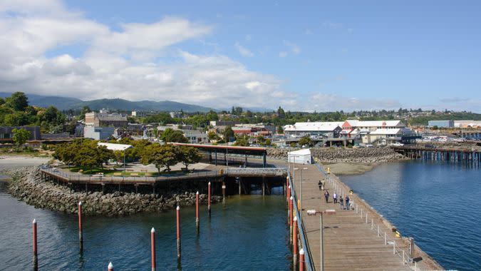 Port Angeles, Washington, USA - June 19, 2015: View of Port Angeles from the pier, Washington.