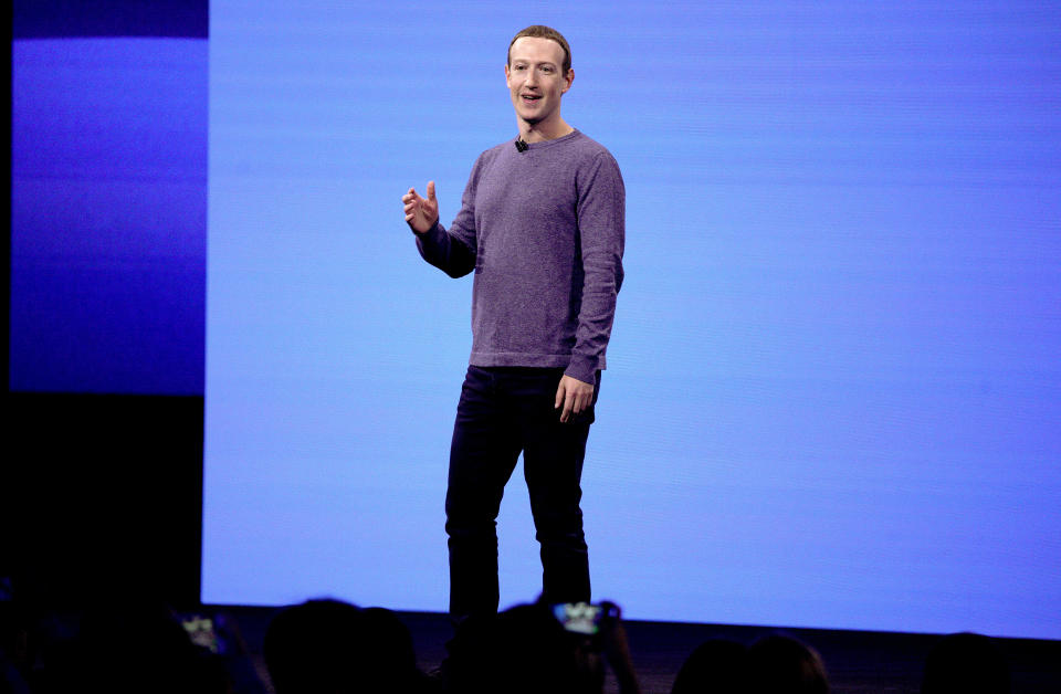 Facebook CEO Mark Zuckerberg makes the keynote speech at F8, the Facebook's developer conference, Tuesday, April 30, 2019, in San Jose, Calif. (AP Photo/Tony Avelar )