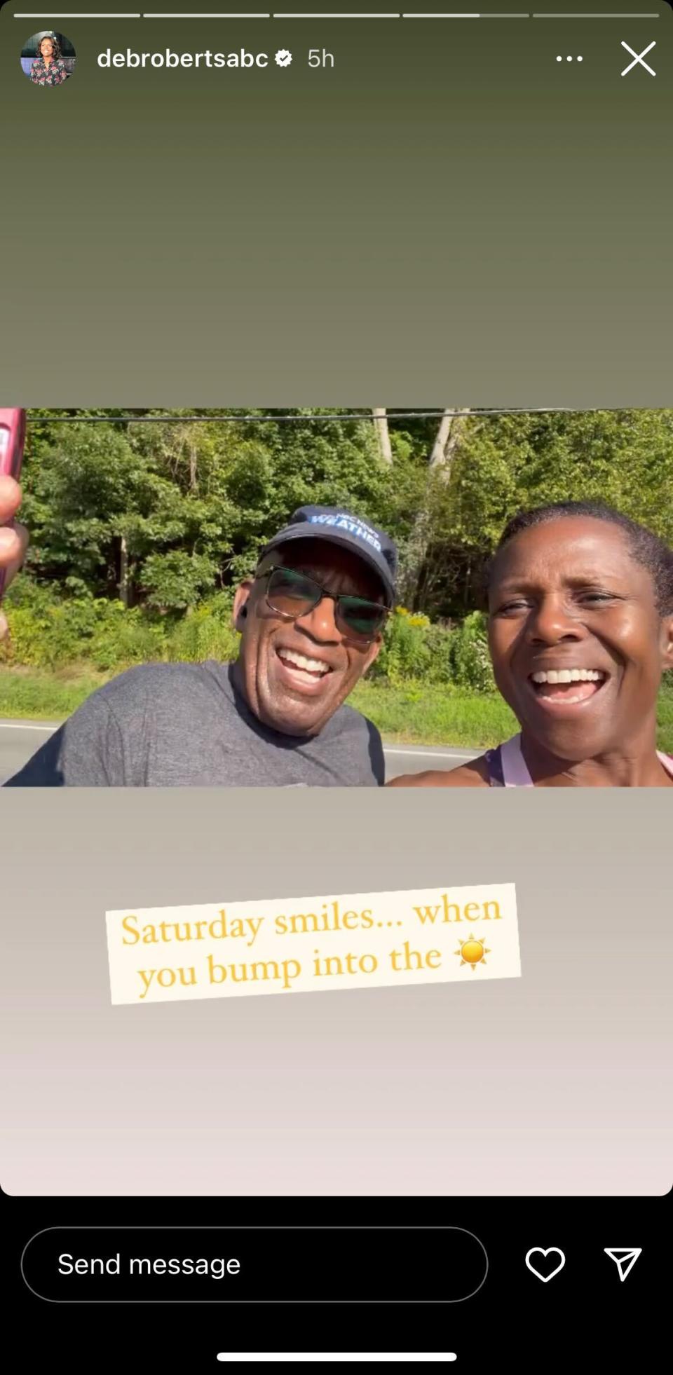 Deborah Roberts posted an Instagram story of her and her husband Al Roker while out walking on the TODAY co-host's birthday. (Debra Roberts/Instagram)