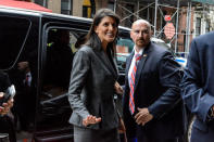 U.S. Ambassador to the United Nations Nikki Haley arrives at a meeting to discuss the Rohingya situation during the United Nations General Assembly in New York City, U.S. September 18, 2017. REUTERS/Stephanie Keith