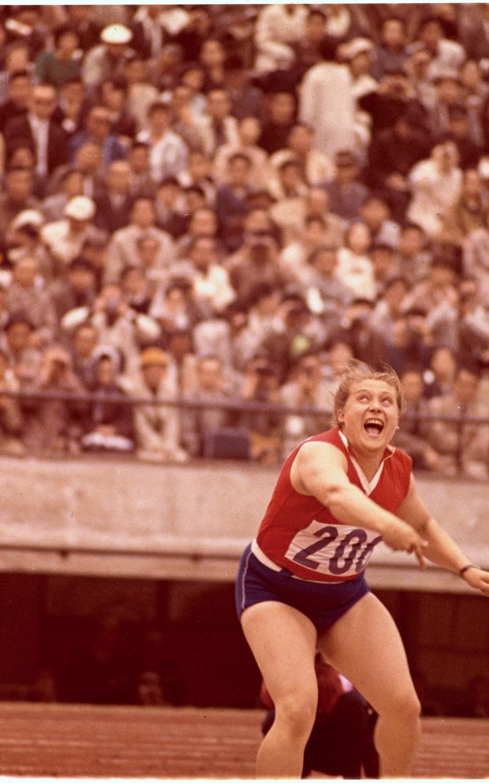 On her way to double gold at the 1964 Tokyo Olympics - Bettmann