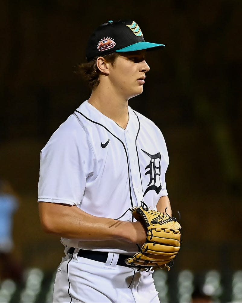 Detroit Tigers right-hander Jackson Jobe, one of the top prospects in baseball, pitches for the Salt River Rafters in the Arizona Fall League.
