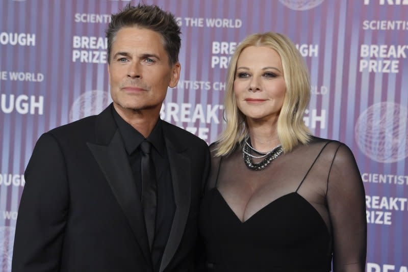 Rob Lowe (L) and Sheryl Berkoff attend the 10th annual Breakthrough Prize ceremony at the Academy Museum of Motion Pictures in Los Angeles on April 13. File Photo by Jim Ruymen/UPI