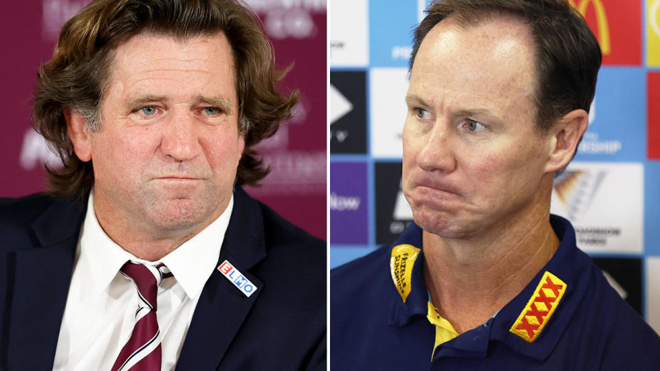 Pictured left to right, Des Hasler and Justin Holbrook.