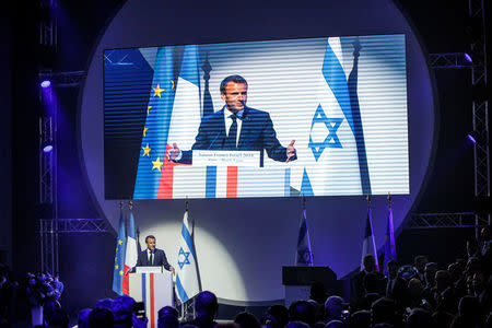French President Emmanuel Macron attends the opening ceremony of the France-Israel season event in Paris, France, June 5, 2018. Christophe Petit Tesson/Pool via Reuters