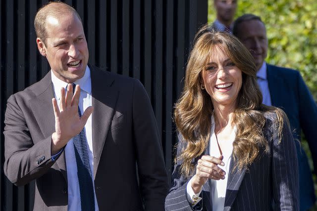 <p>Mark Cuthbert/UK Press via Getty Images</p> Prince William and Kate Middleton arrive in Cardiff