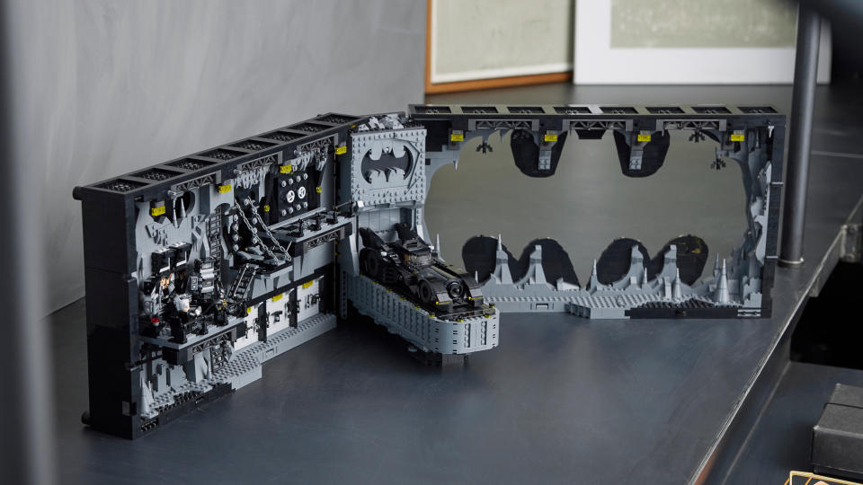 Lego Batman Returns Batcave fully assembled on a table