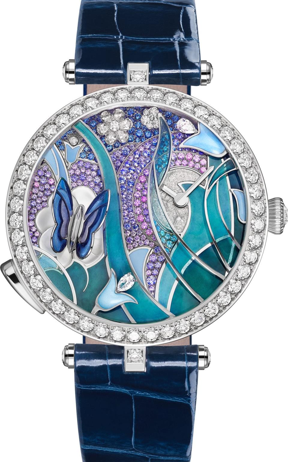 The Lady Arpels Papillon Automate features an enamelled jewelled butterfly that flutters it's wings at random intervals