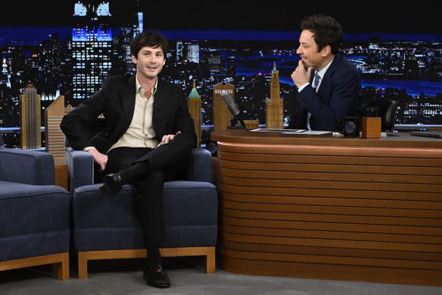 <p>Todd Owyoung/NBC via Getty</p> Logan Lerman on 'The Tonight Show Starring Jimmy Fallon'