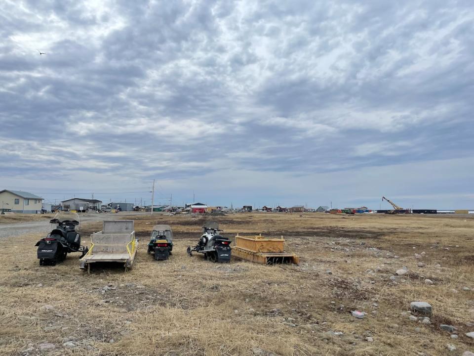 This is the site where Arviat's new fuel tank farm was set to be built, seen here from outside Nunia Anoee's home. 