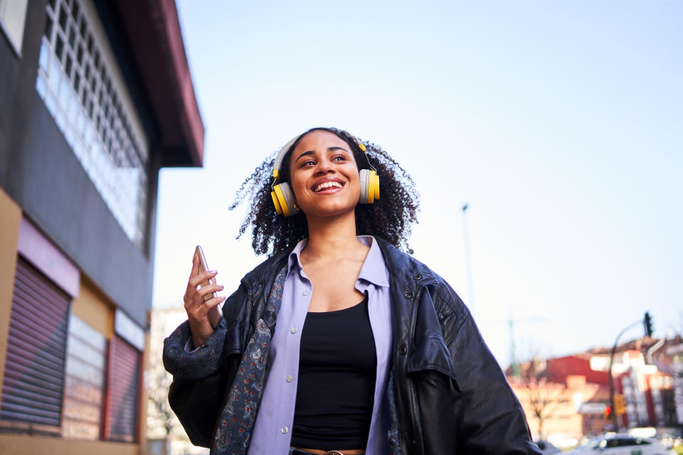 a person listening to music outside