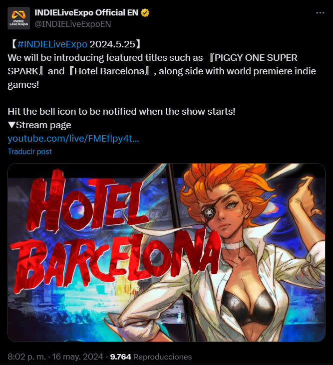 hotel Barcelona y más juegos indies aparecerán en INDIE Live Expo 2024