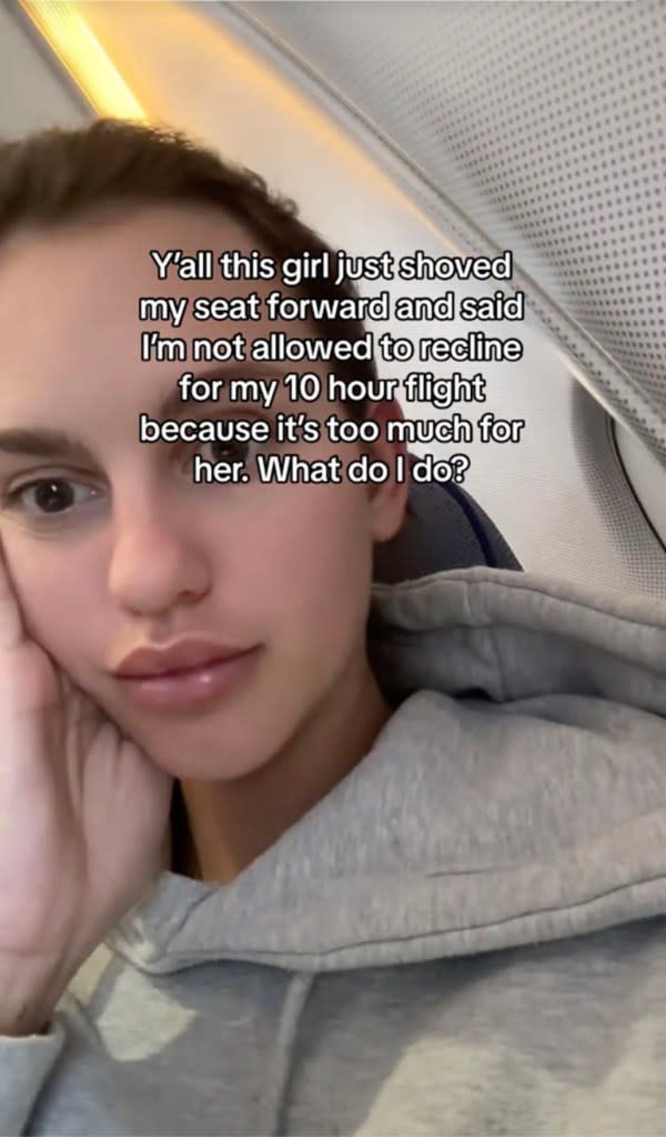 Futch divided social media after revealing the details of an airplane argument sparked by her desire to recline during a 10 hour flight. TikTok / @tfutchh