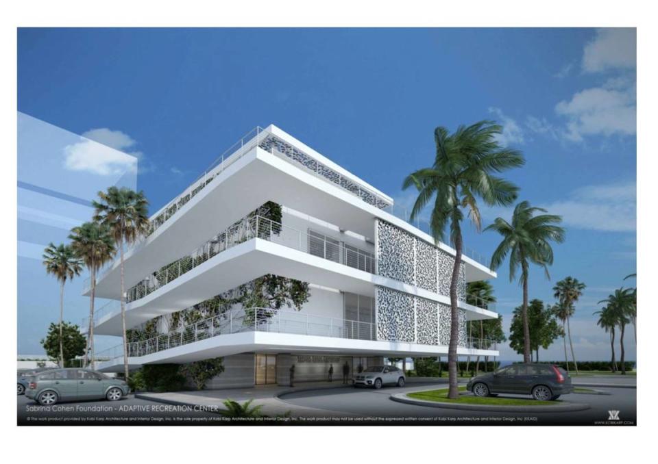 Renderings show the proposed Adaptive Fitness and Recreation Center, designed by architect Kobi Karp, at 5301 Collins Ave. in Miami Beach.