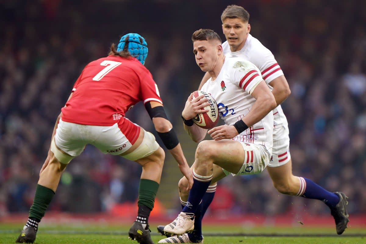 Freddie Steward (centre) delivered an inspired display for England against Wales (Joe Giddens/PA) (PA Wire)