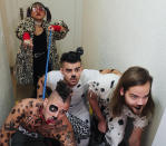 <p>Meanwhile, Nick’s brother Joe and his dance crew had fun with their <i>101 Dalmatians</i>-inspired outfits. “Cruella De Vil is coming for us pups!” exclaimed the singer. (Photo: <a rel="nofollow noopener" href="https://www.instagram.com/p/BMPQR_XAcTc/" target="_blank" data-ylk="slk:Instagram;elm:context_link;itc:0;sec:content-canvas" class="link ">Instagram</a>) </p>