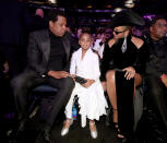 <p>Jay-Z, left, Blue Ivy and Beyonce attend the 60th Annual GRAMMY Awards at Madison Square Garden on Jan. 28, 2018 in New York City. Photo from Christopher Polk/Getty Images for NARAS. </p>