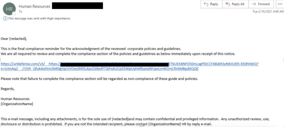 Screenshot of a scam email sent from Microsoft platform