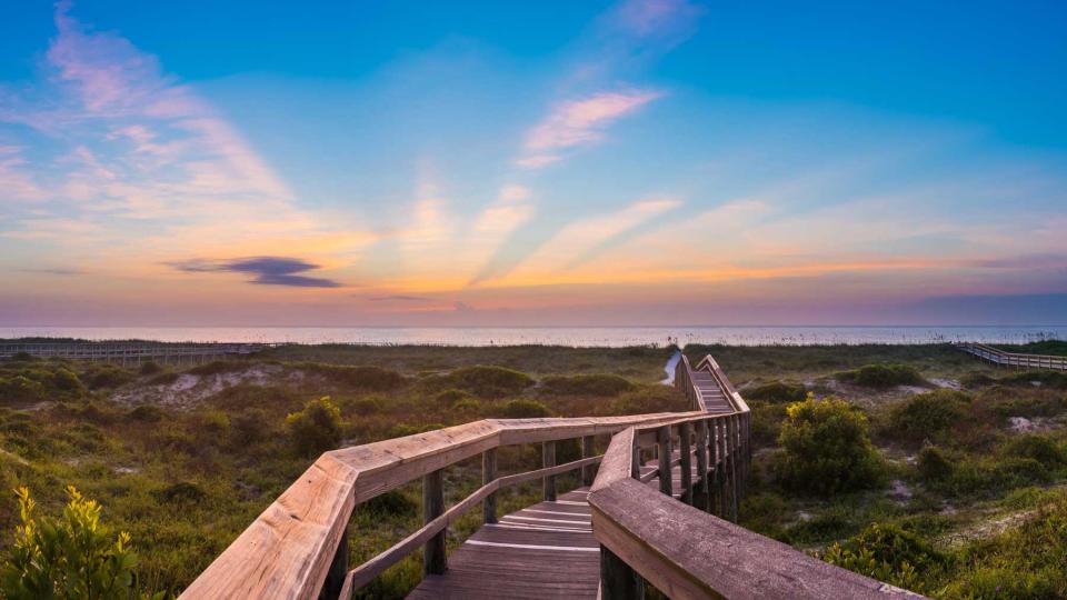 A boardwalk leading to the beach at Amelia Island, Florida