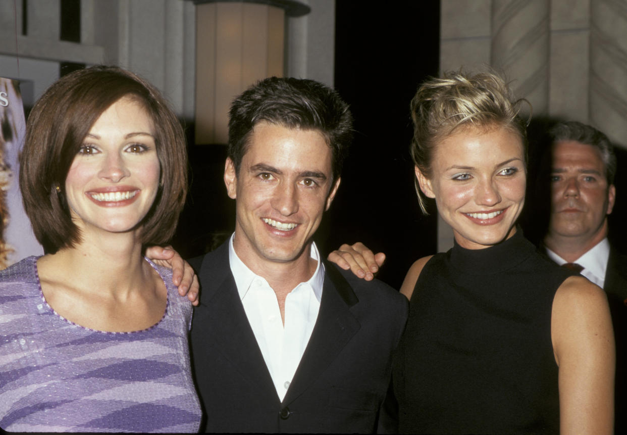 Julia Roberts, Dermot Mulroney y Cameron Diaz experimentaron el éxito de 'La boda de mi mejor amigo', pero de maneras muy diferentes. (Foto de Ron Galella, Ltd./Ron Galella Collection via Getty Images)