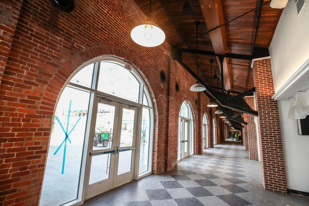 Exposed brick from inside the grandstand area shows the original structure of the Jockey Club from 1895