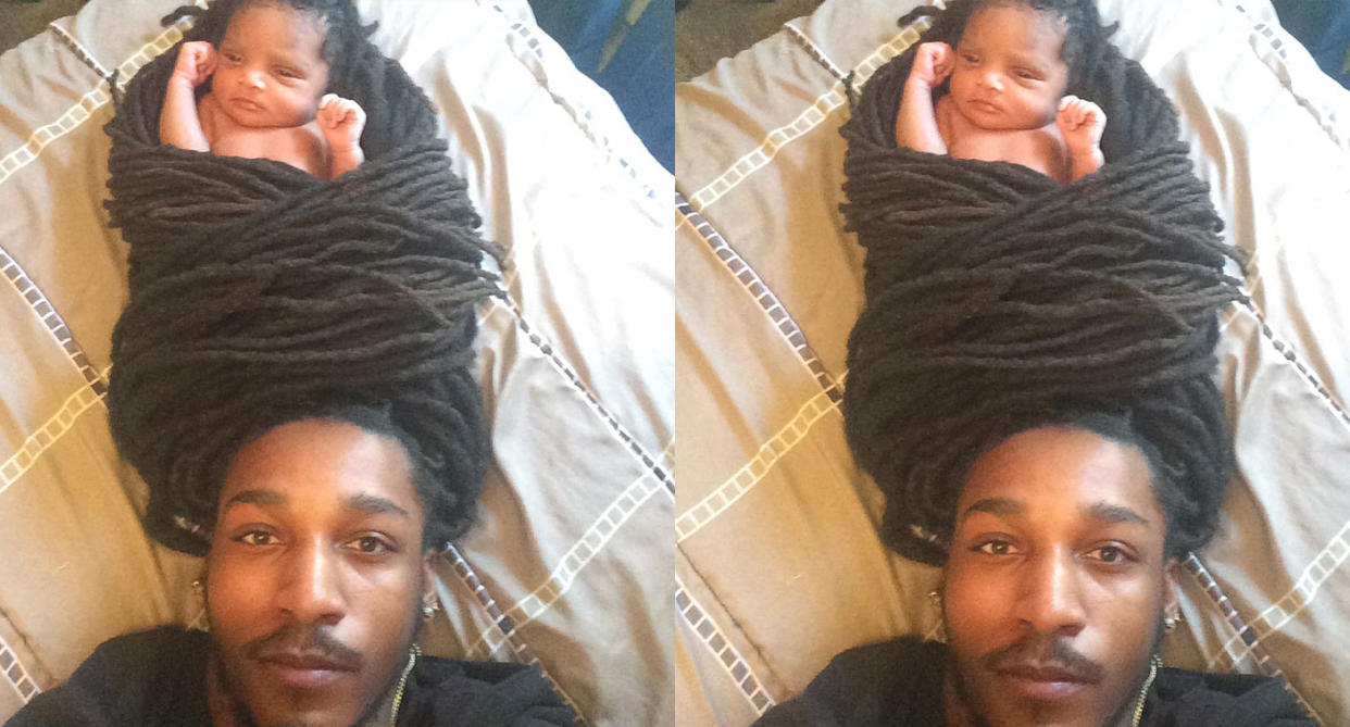 This dedicated dad created the cutest Instagram moment with his baby girl. (Photo: _heffay__ via Instagram)