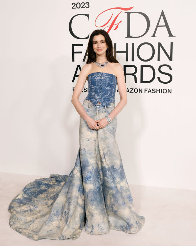 <p>Anne Hathaway wearing Ralph Lauren at the 2023 CFDA Fashion Awards in New York.</p><p>Photo: Taylor Hill/FilmMagic</p>