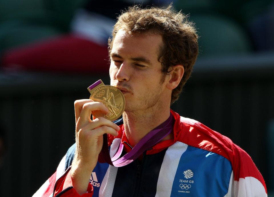 Andy Murray celebrating his first Olympic gold medal, at London 2012 (PA Archive)