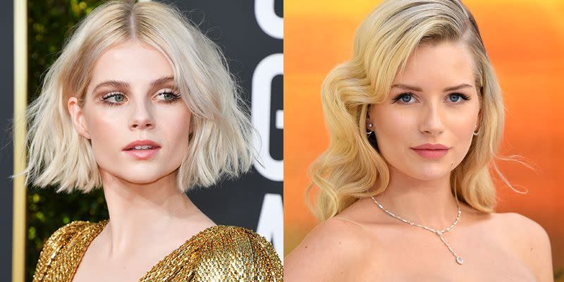 <p>British beauties Lucy Boynton and Lottie Moss are both drop dead gorgeous, but the two are easily confused for one another thanks to their heart-shaped faces, blue eyes, and fair complexions. </p>