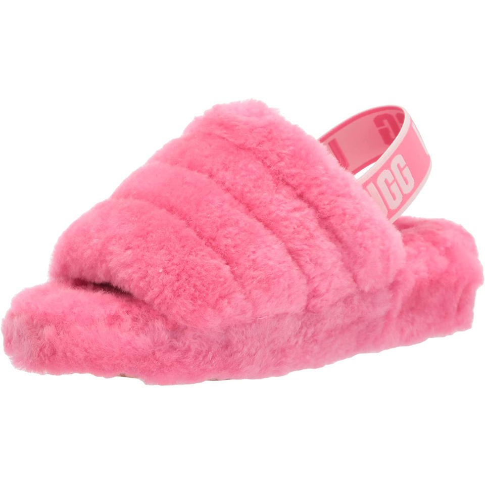 pink UGG fluff yeah slippers, Valentine's Day gifts