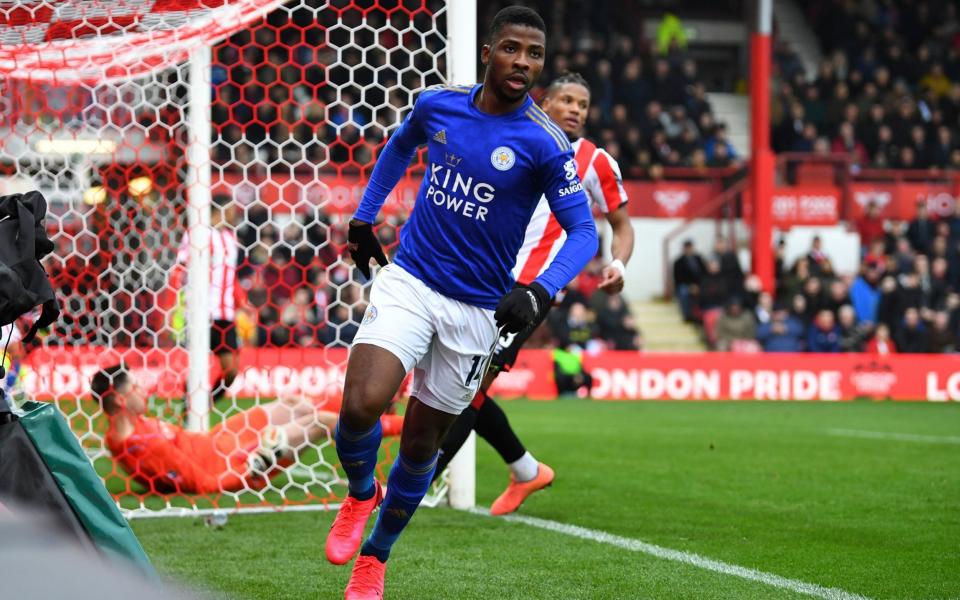 Leicester City's Kelechi Iheanacho celebrates scoring their first goal  - REUTERS