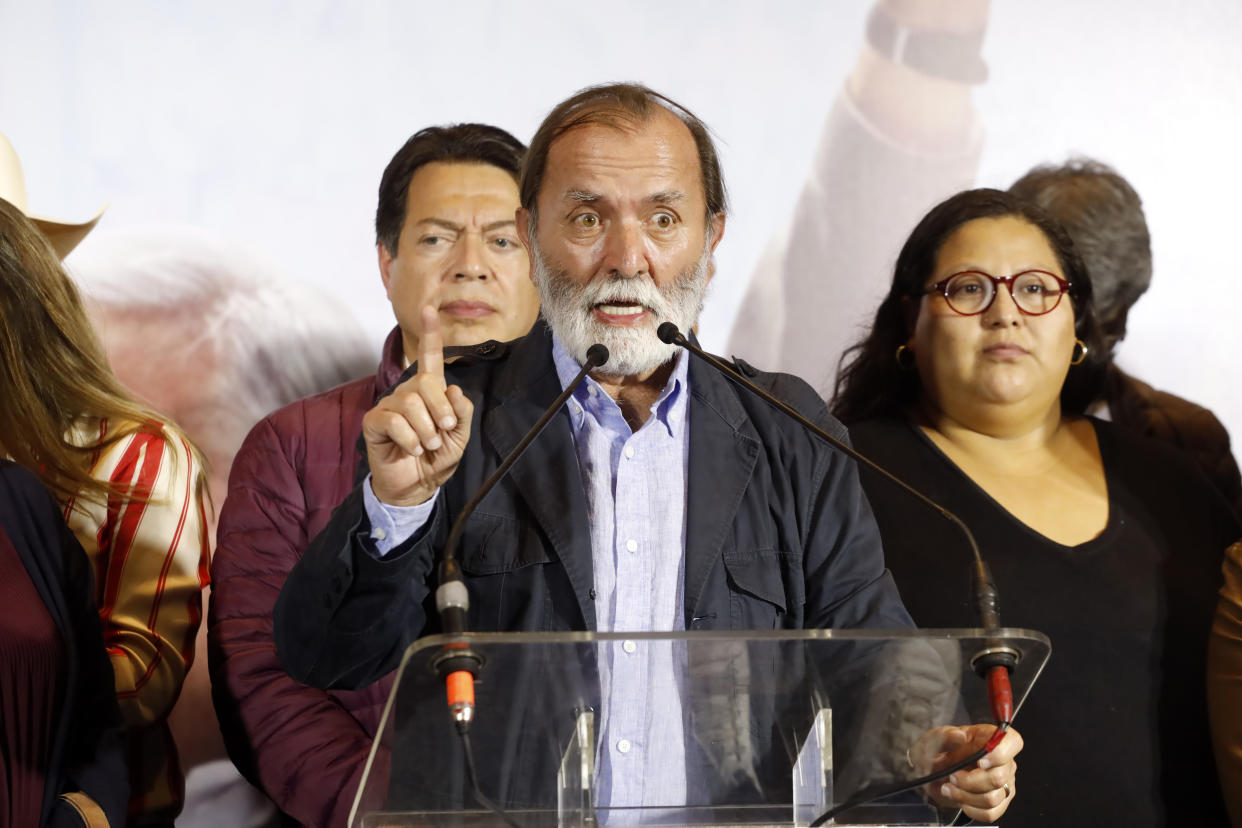 Epigmenio Ibarra durante una conferencia de prensa relativa a la revocación de mandato. (Luis Barron / Eyepix Group/Future Publishing via Getty Images)