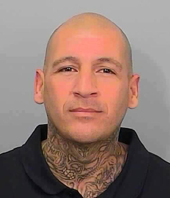 This undated image released by California Department of Corrections and Rehabilitation shows Jesus Salgado. Salgado is the suspect in a central California case where he allegedly kidnapped an 8-month-old girl, her mother, father and uncle from their business on Monday, Oct. 3, 2022, in Merced, Calif. (California Department of Corrections and Rehabilitation via AP)